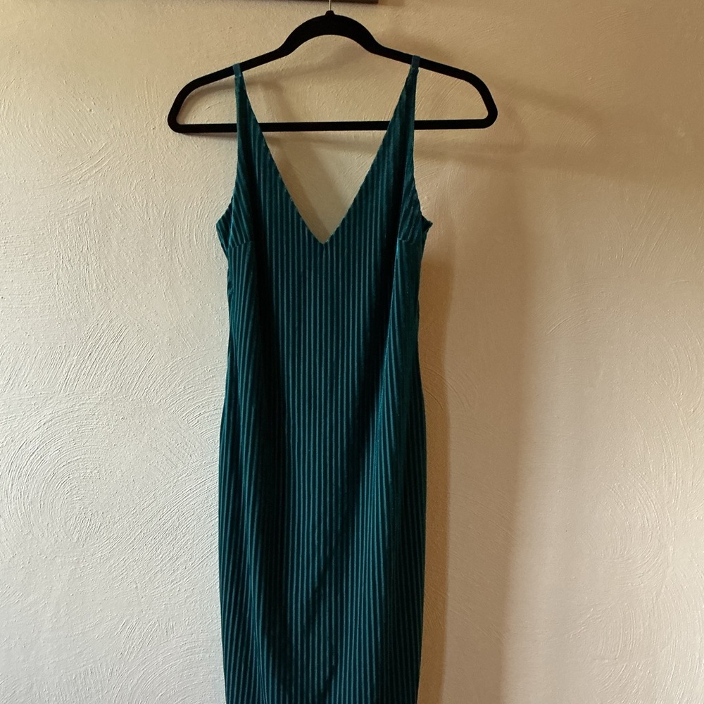 Forever 21 Teal Striped Midi Dress